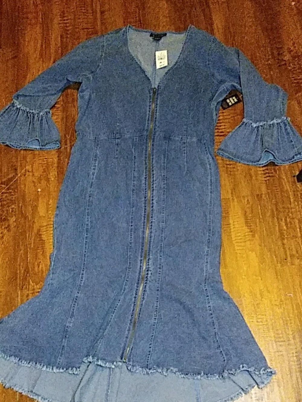 Ashley Stewart Light Blue Denim V-Neck Dress
